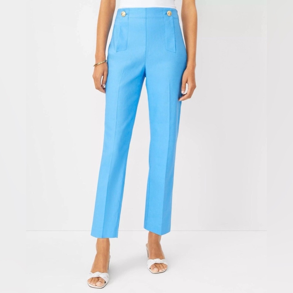 Ann Taylor Linen Blend Sailor Pants Women’s Size 16 Tall High Rise Straight Leg